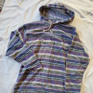 Stefano Man hoodie stripes all cotton vintage purple blue size S mens